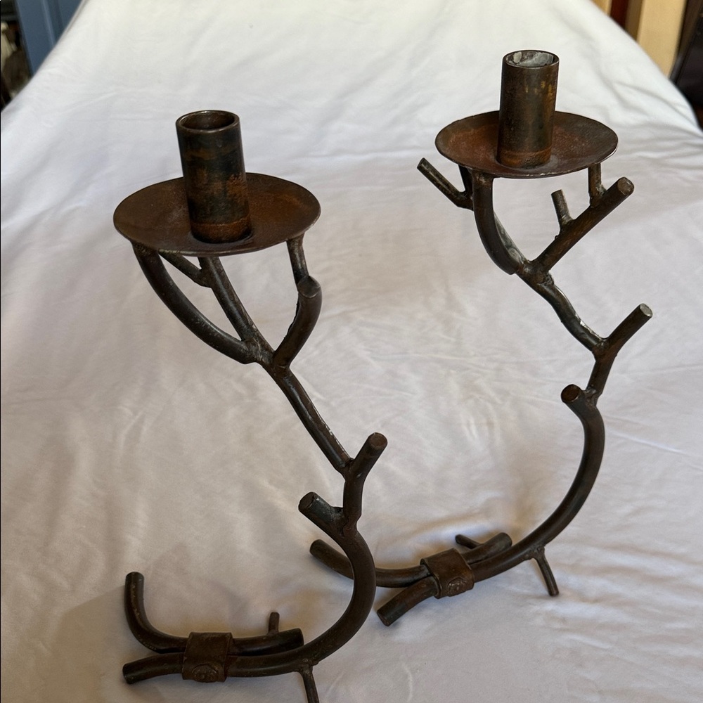 Jan Barboglio Rustic Iron Candle Holders